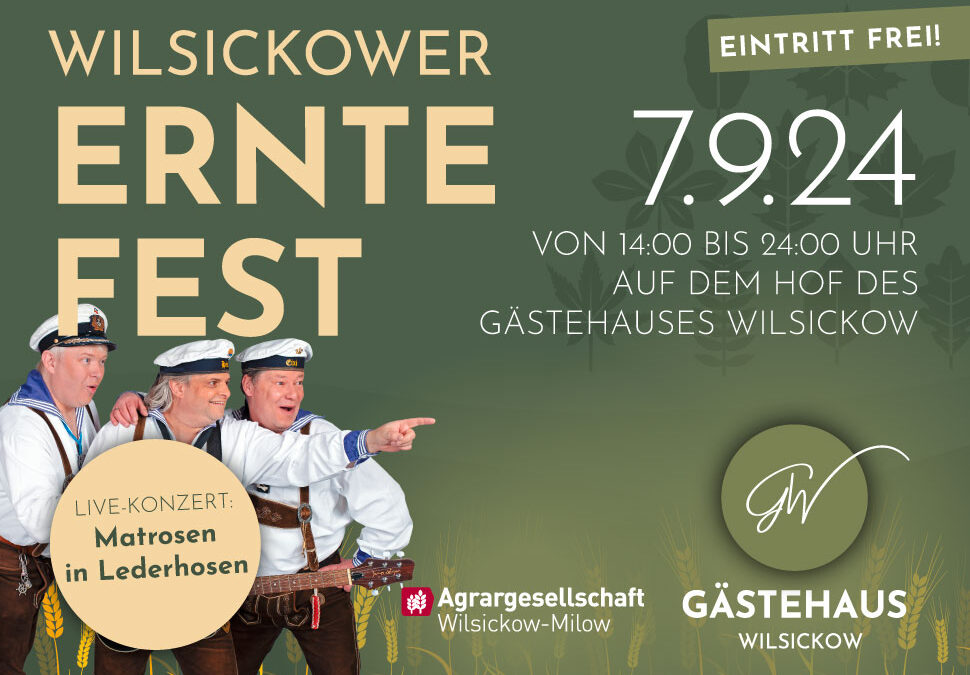 Motiv für das Wilsickower Erntefest am 7. September 2024 auf dem Hof des Gästehauses Wilsickow.