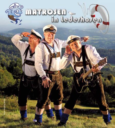 Bandfoto der "Matrosen in Lederhosen" die beim Erntefest am 7. September 2024 in Wilsickow auftreten werden.